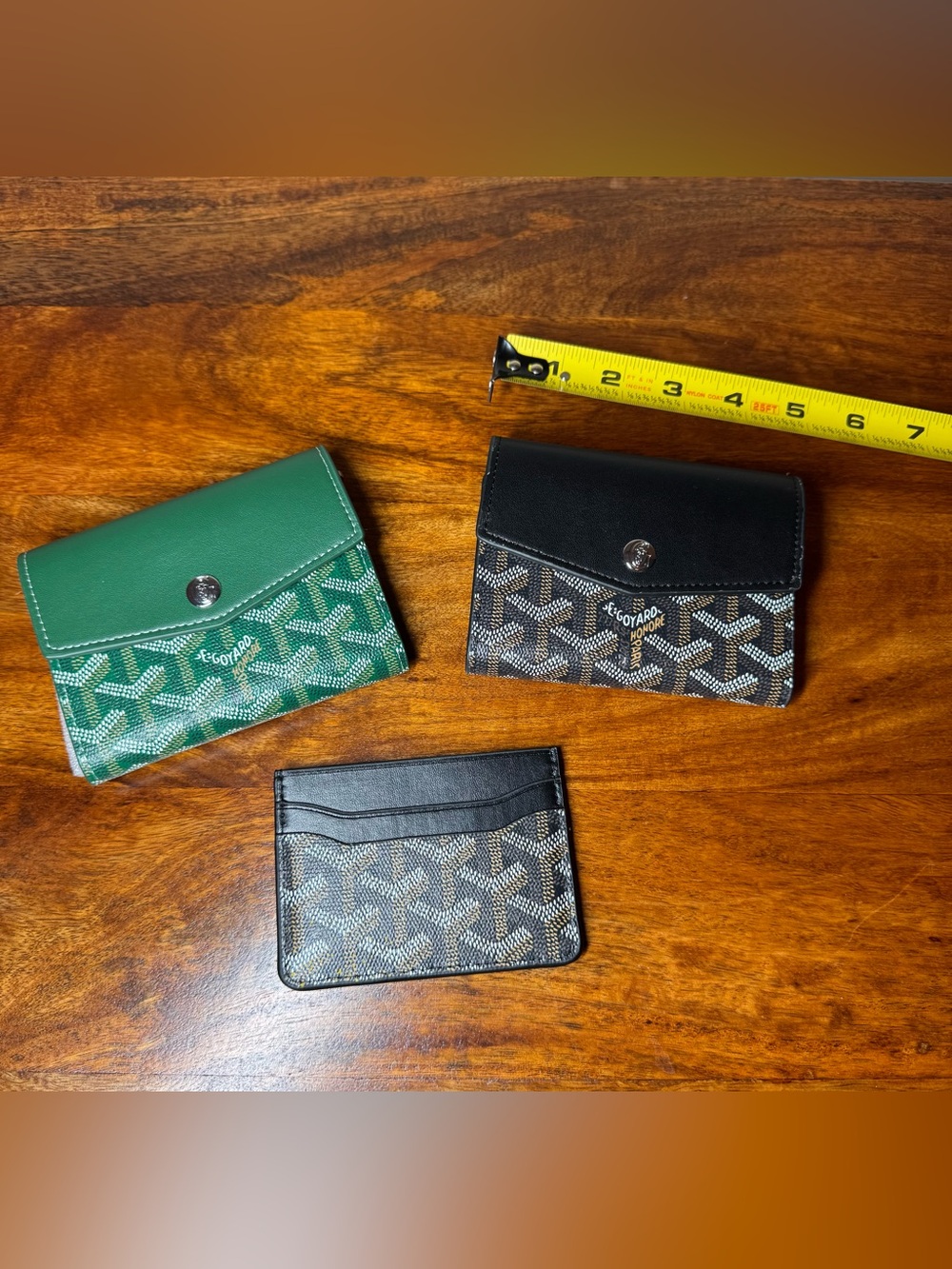 Green and Black Wallets and Card Holder. No Brand.